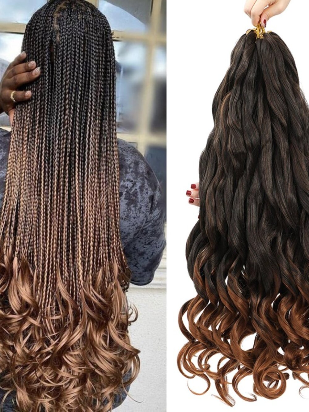 French Curly Braiding Hair 24 Inch 8 Packs - Pre Stretched Bouncy Braiding Hair-